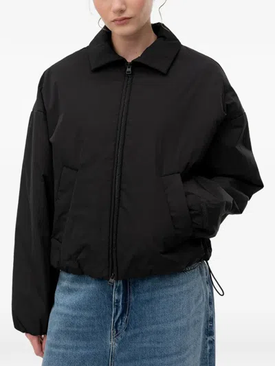 Hugo Boss Zip-up Drawstring Jacket In Black