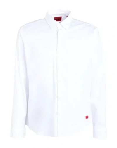 Hugo Man Shirt White Size L Cotton, Elastane