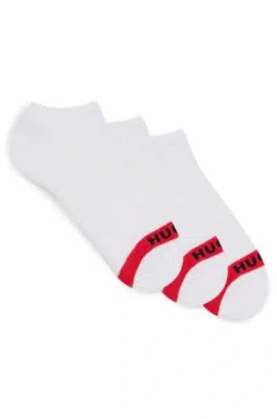 Hugo Three-pack Of Invisible Socks With Logo Details In White