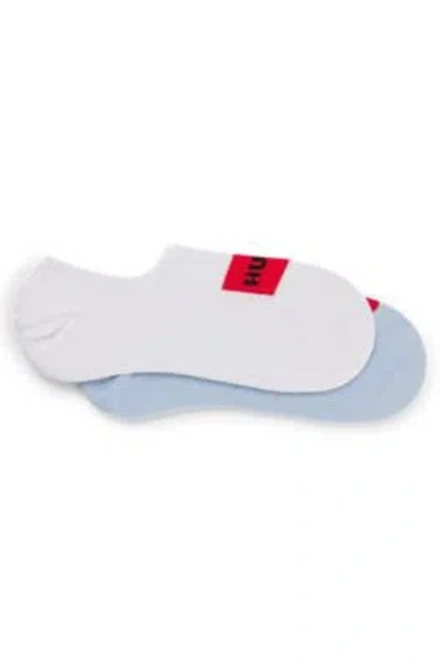Hugo Two-pack Of Invisible Socks With Woven Logo Patch In Blue