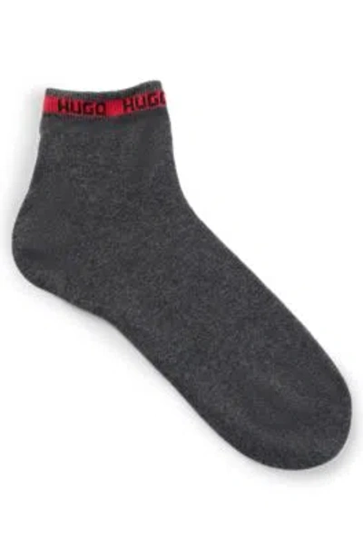Hugo Two-pack Of Short-length Socks With Logo Tape In Grey