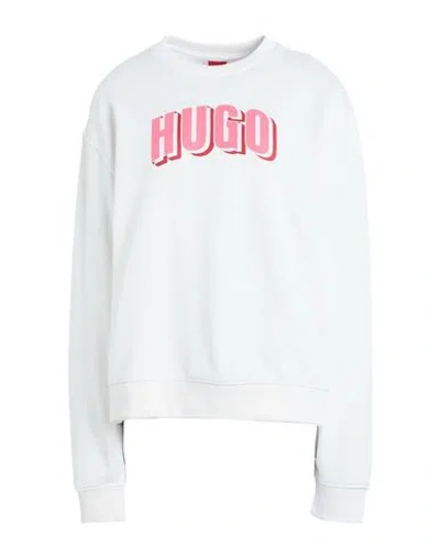 Hugo Woman Sweatshirt Off White Size M Cotton, Polyester