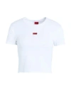 Hugo Woman T-shirt White Size L Cotton, Elastane