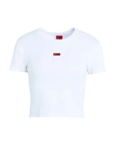 Hugo Woman T-shirt White Size L Cotton, Elastane