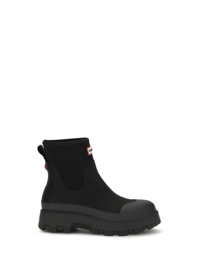 Hunter Black Rubber Chelsea Boots In Multi