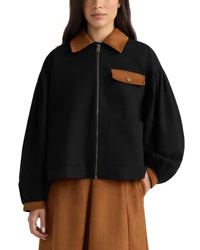 Hunter Bubble Sleeve Zip Front Jacket In Black