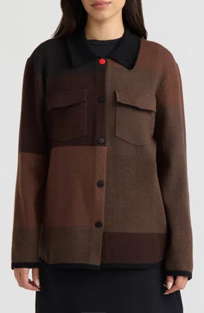 Hunter Colorblock Sweater Shacket In Brown