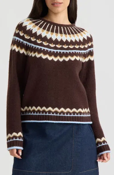 Hunter Fair Isle Crewneck Sweater In Brown