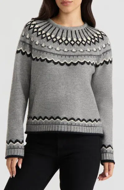 Hunter Fair Isle Crewneck Sweater In Gray