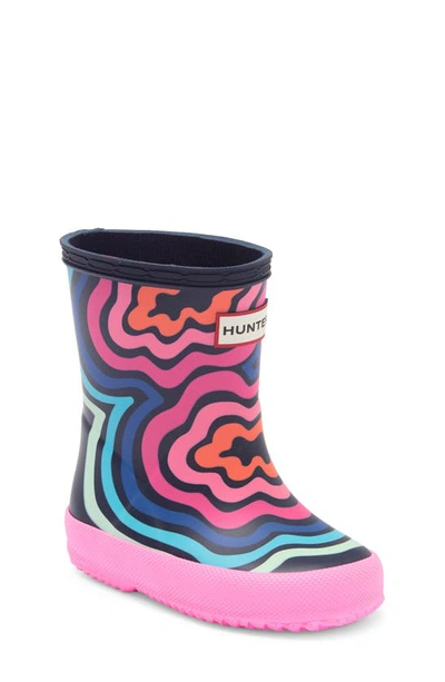 Hunter Kids' Original First Classic Waterproof Rain Boot In Blue Ripple