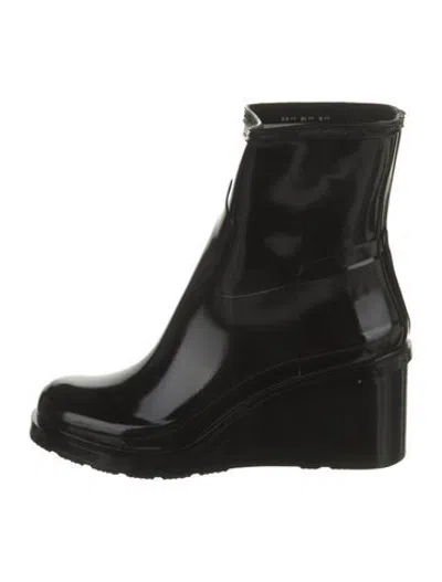 Pre-owned Hunter Patent Leather Rain Boots In Black