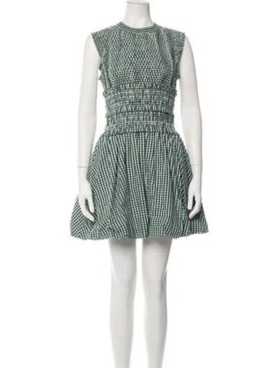 Pre-owned Hunter Plaid Print Mini Dress In Green