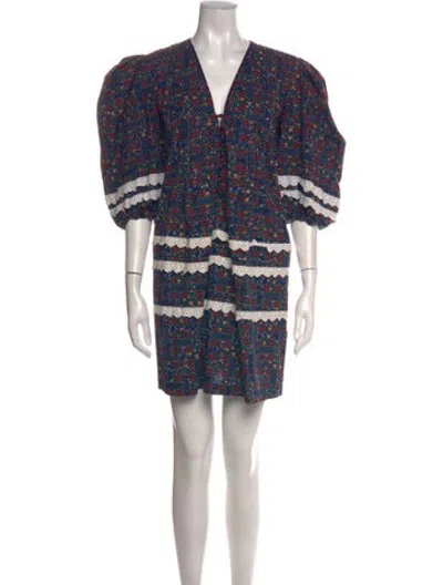 Pre-owned Hunter Printed Mini Dress In Blue/red