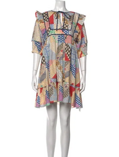 Pre-owned Hunter Printed Mini Dress In Neutrals