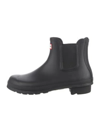 Pre-owned Hunter Rubber Chelsea Boots In Black