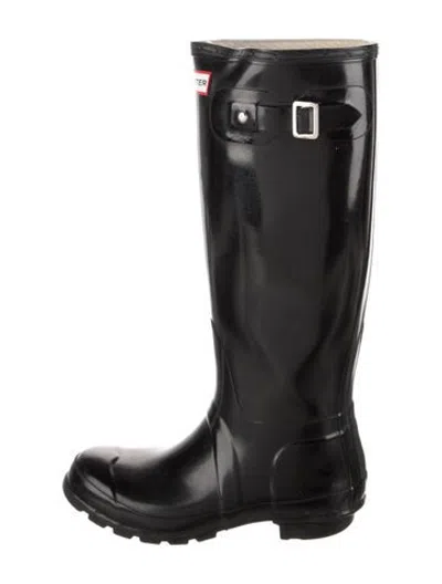 Pre-owned Hunter Rubber Rain Boots In Black