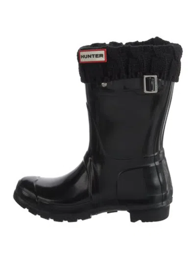 Pre-owned Hunter Rubber Rain Boots In Black
