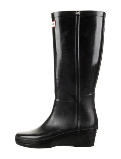Pre-owned Hunter Rubber Rain Boots In Black