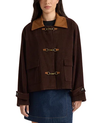 Hunter Snaffle Buckle Cropped Corduroy Jacket In Black