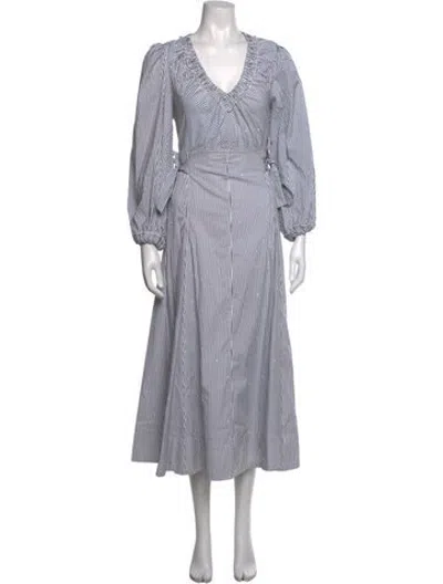 Pre-owned Hunter Striped Midi Length Dress In White