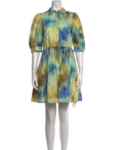 Pre-owned Hunter Tie-dye Print Mini Dress In Blue/green/yellow