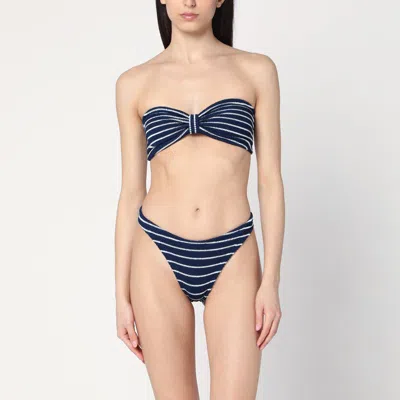 Hunza G Jean Striped Bikini Set In Navy Blue