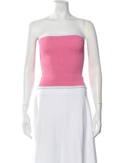 Pre-owned Hunza G Nylon Strapless Crop Top In Pink
