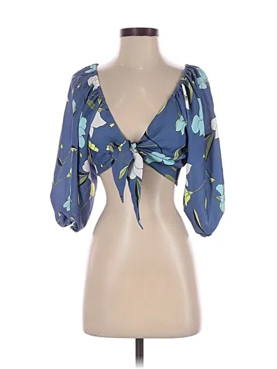 Pre-owned Hurley 3/4 Sleeve Blouse In Blue