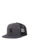 Hurley Icon Solid Flat Trucker Baseball Cap In Dark Grey