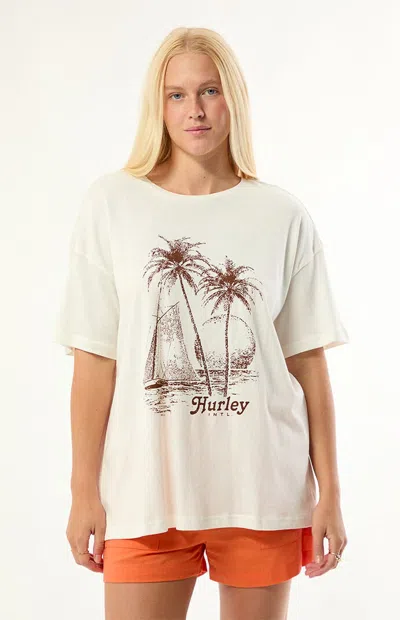 Hurley Women's Fair Winds Boyfriend Oversized T-shirt In Ivory In White