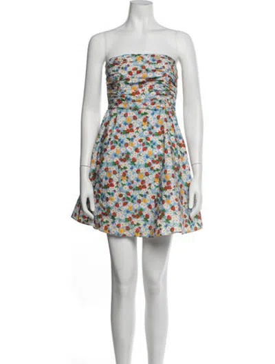 Pre-owned Hvn Floral Print Mini Dress In Blue
