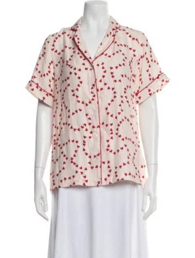 Pre-owned Hvn Silk Floral Print Blouse In Pink
