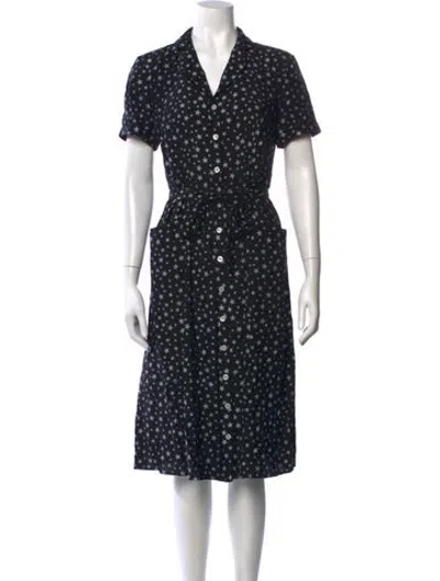 Pre-owned Hvn Silk Midi Length Dress In Black