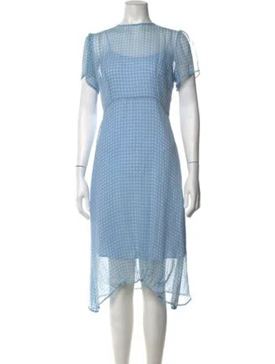 Pre-owned Hvn Silk Midi Length Dress In Blue