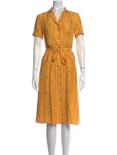 Pre-owned Hvn Silk Midi Length Dress In Orange