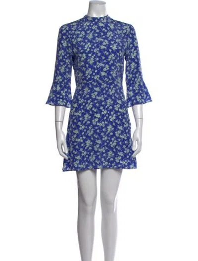 Pre-owned Hvn Silk Mini Dress In Blue