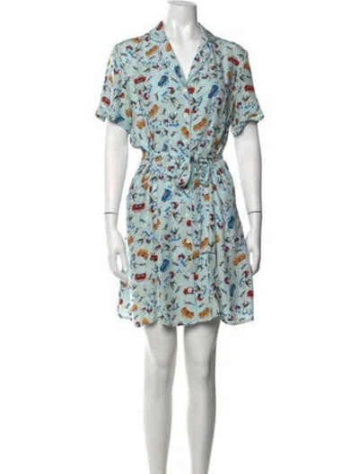 Pre-owned Hvn Silk Mini Dress In Blue/red