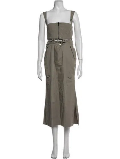 Pre-owned Hyein Seo Crew Neck Long Dress In Green