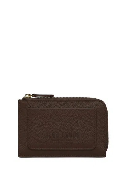 Hyer Goods Upcycled Italian Leather Zip-around Card Wallet In Brown Pebbled