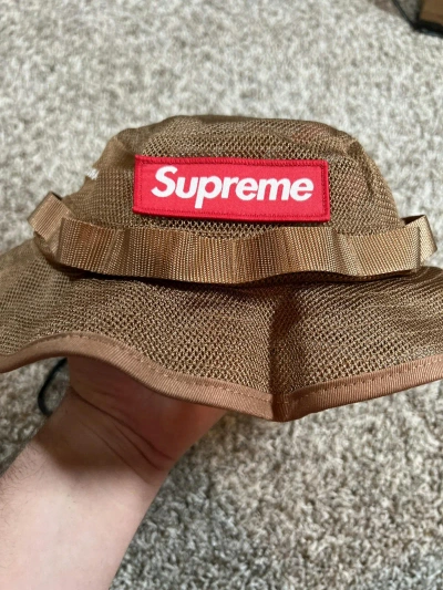 Pre-owned Hype X Supreme Mesh Cordura Boonie Bucket Hat M/l In Brown