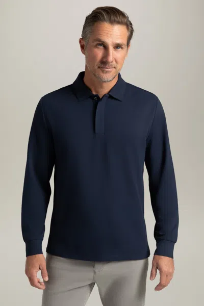 Hypernatural Biscayne Classic Fit Micro-pique Long Sleeve Polo With Hyper-cool Jade® In Midnight Navy