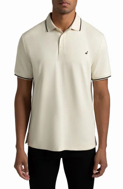 Hypernatural Matterhorn Classic Fit Micro-pique Tipped Polo With Hyper-cool Jade® In Bone White