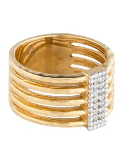 Pre-owned I. Reiss 14k Diamond Hammered Cut-out Ring In Multicolor