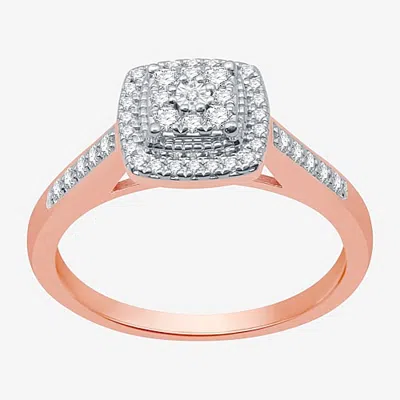 I Said Yes (h-i / I1) Womens 1/4 Ct. T.w. Lab Grown White Diamond Sterling Silver Side Stone Halo Engagement Ri