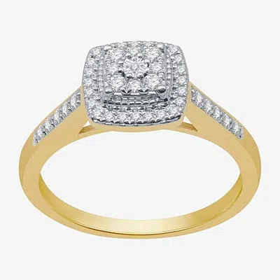 I Said Yes (h-i / I1) Womens 1/4 Ct. T.w. Lab Grown White Diamond Sterling Silver Side Stone Halo Engagement Ri In Multi