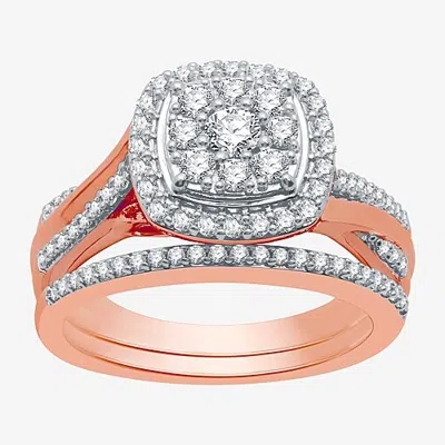 I Said Yes (h-i / I1) Womens 3/4 Ct. T.w. Lab Grown White Diamond Sterling Silver Cushion Side Stone Halo Brida