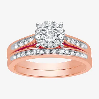I Said Yes (h-i / I1) Womens 3/8 Ct. T.w. Lab Grown White Diamond Sterling Silver Round Side Stone Halo Bridal 