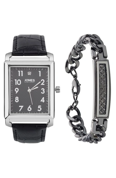 I Touch Diamond Accent Three-hand Quartz Watch & Id Bracelet Set In Black