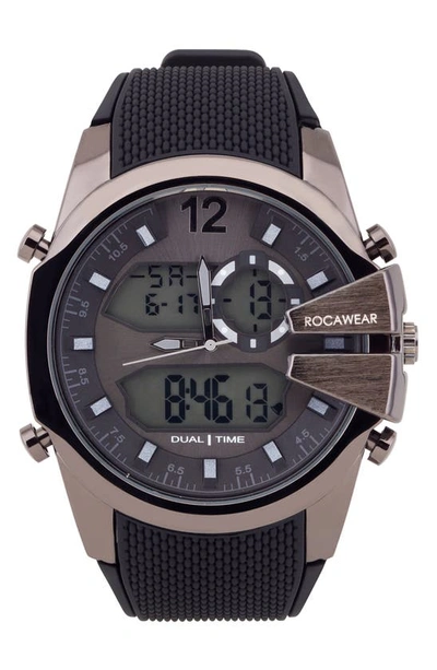 I Touch Rocawear Analog & Digital Silicone Strap Watch, 51mm Case In Gray