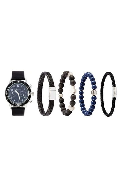 I Touch Three Hand Quartz Watch & Bracelet Set In Blue